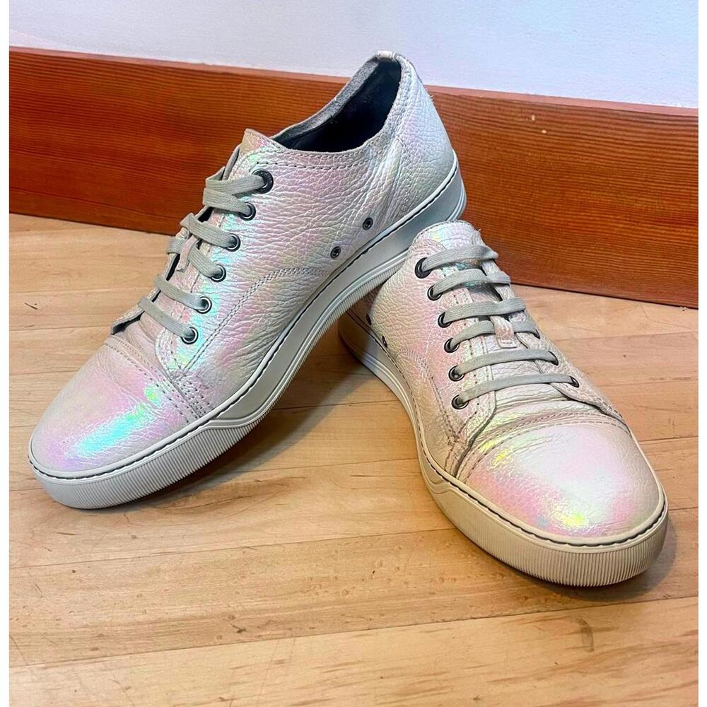 Lanvin Holographic Leather Cap Toe Sneaker 9 US Men Holographic White